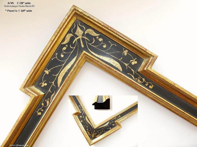 AMCI-Regence: CJFrames - Italian Frames - Gold Leaf - Black over Metal - Antique White - Ebony: A745